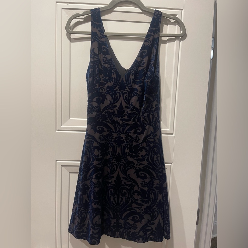 Womens AQUA Blue Velvet Mini Semi Formal Dress
